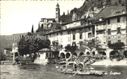 12278719 Morcote TI Lago Di Lugano Haeuserpartie Am Luganersee Kirche Morcote - Sonstige & Ohne Zuordnung