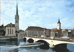 12263209 Zuerich Limmat Bruecke Fraumuenster St Peter Kirche Ausflugsboot Zueric - Altri & Non Classificati