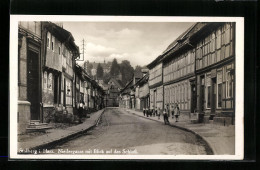 AK Stolberg I. Harz, Strassenpartie Niedergasse Mit Blick Auf Das Schloss  - Stolberg (Harz)