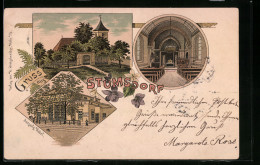 Lithographie Stumsdorf, Roegen`s Hotel, Pfarrkirche Mit Innenansicht  - Autres & Non Classés