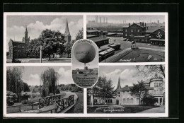 AK Bitterfeld, Ballon Bitterfeld, Markt, Bahnhof, Rosengarten  - Fesselballons