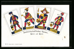 Künstler-AK Gruss Des Landwirtschaftlichen Vereins, Under Beim Kartenspiel  - Playing Cards