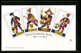 Künstler-AK Gruss Des Landwirtschaftlichen Vereins, Under Beim Kartenspiel  - Spielkarten