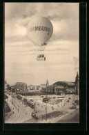 AK Hamburg, Ballon über Dem Bahnhof  - Luchtballon
