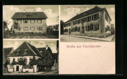 AK Flachslanden, Forsthaus, Schulhaus Und Post, Gasthaus Zur Krone  - Caza