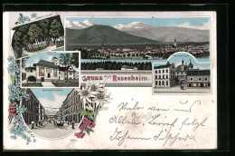 Lithographie Rosenheim, Loretto-Kapelle, Loretto-Allee, Mittertor  - Rosenheim