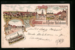 Lithographie Heilsbronn, Kloster Heilsbronn, Münsterkirche, Münsterplatz, Marktplatz  - Other & Unclassified