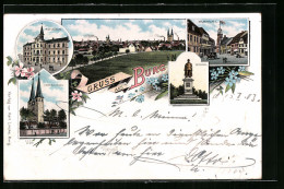 Lithographie Burg B. M., Denkmal, Rathaus, Unterkirche  - Autres & Non Classés