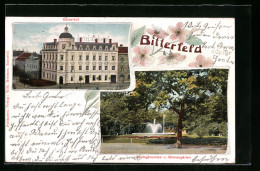 Lithographie Bitterfeld, Kaiserhof, Springbrunnen Und Binnengärten  - Bitterfeld