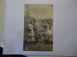 FRANCE   POSTCARDS  CHILDREN GIRLS ,  EGGS AND DOG - Other & Unclassified