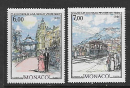 MONACO 1986 MONACO A LA BELLE EPOQUE-TRAMWAYS YVERT N°1543/1544 NEUF MNH** - Strassenbahnen