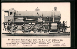 AK 2C Heissdampf-Schnellzuglok. Serie 109, D.k.k. Priv. Südbahn Gesellschaft, österreichische Eisenbahn  - Treni
