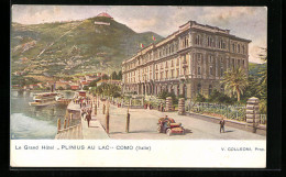 Lithographie Como, Le Grand Hotel Plinius Au Lac  - Como