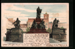 Lithographie Berlin, Neuer Markt Mit Luther-Denkmal  - Mitte