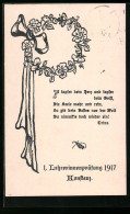 Künstler-AK Konstanz, 1. Lehrerinnenprüfung 1917, Blumenkranz  - Konstanz
