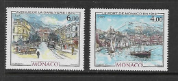 MONACO 1985 MONACO A LA BELLE EPOQUE-LA GARE-BATEAUX-TRAMWAYS YVERT N°1492/1493  NEUF MNH** - Trenes