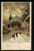 Lithographie München, Peterskirche Bei Mondschein Im Winter  - Muenchen