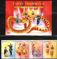 Malaysia 2024 Traditional Dances Of Malaysia (stamps 4v In Strip +SS/Block) MNH - Malasia (1964-...)