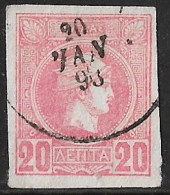 GREECE 1889 Small Hermes Head  20 L Pale Rose On Pelure Paper Vl. 91 D - Gebruikt