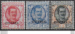 1926 Eritrea VE III 3v. Sopr. Bc MNH Sassone N. 113/115 - Other & Unclassified