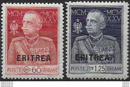 1925-26 Eritrea Giubileo Perforated 13,5 MNH Sassone N. 99+101 - Other & Unclassified