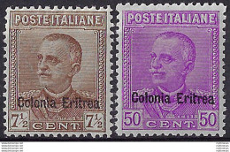 1928-29 Eritrea VE III 2v. Bc. MNH Sassone N. 142/43 - Altri & Non Classificati