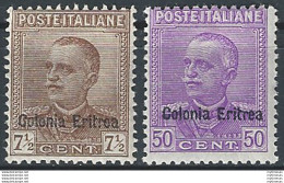 1928-29 Eritrea VE III 2v. Sopr. MNH Sassone N. 142/43 - Andere & Zonder Classificatie