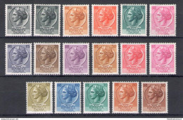 1955-1960 Italia - Repubblica Serie Ordinaria, Francobolli Siracusana, Filigrana Stelle, 17 Valori MNH ** - Autres & Non Classés