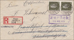 Weimar:  Brief Von Hagen Nach Frankfurt Und Zurück Als Einschreiben - Storia Postale