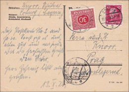 Weimar:  Postkarte Von Coburg Nach Prag Mit Nachgbühr 1928 - Covers & Documents