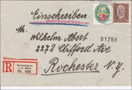 Weimar:  Breif Von Bischofsheim Als Einschreiben Nach USA 1930 - Brieven En Documenten