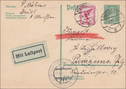 Weimar: Luftpost Karte Von Meissen Nach Pirmasens 1927 - Storia Postale