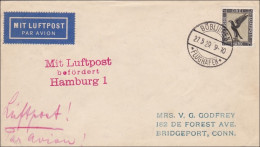 Weimar: Luftpost Brief Von Böblingen/Flughafen Nach USA 1929 - Storia Postale