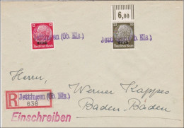 Elsass: Einschreiben Jettingen Nach Baden Baden 1940 - Besetzungen 1938-45