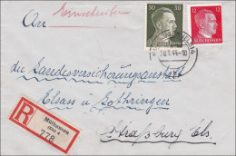 Elsass: Einschreiben Mühlhausen Nach Straßburg 1944 - Occupazione 1938 – 45