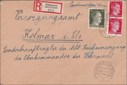 Elsass: Einschreiben Von Mühlhausen Nach Kolmar 1943 - Occupation 1938-45