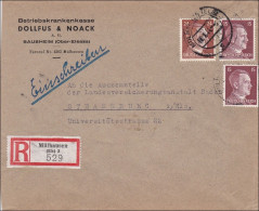Elsass: Einschreiben Mühlhausen Nach Strassburg 1944 - Occupation 1938-45
