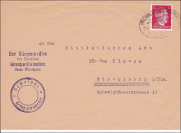 Elsass: Brief Aus Berhardsweiler-Bürgermeister-nach Strassburg Mit Bahnpost 1943 - Ocupación 1938 – 45