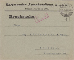 Gebühr Bezahlt: Brief Drucksache Von Kassel Nach Dresden 1923 - Lettres & Documents