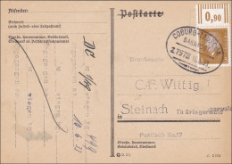Bahnpost: Postkarte Mit Zugstempel Coburg-Lauscha 1933, Nach Steinach/Thüringen - Covers & Documents