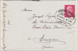 Bahnpost: Brief Aus Emmendingen Mit Zugstempel Konstanz-Offenburg 1930 - Covers & Documents