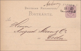 Bahnpost: Ganzsache Aus Aachen Mit Zugstempel Nach Coeln 1876 - Lettres & Documents