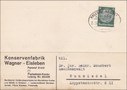 Bahnpost: Postkarte Aus Eisleben Nach Wunsiedel Mit Zugstempel-Halle-Kassel 1937 - Covers & Documents