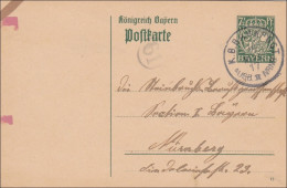 Bahnpost: Ganzsache Mit Bahnpost Stempel Nach Nürnberg 1917 - Storia Postale