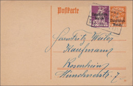 Bahnpost: Ganzsache Von Würzburg Nach Rosenheim 1920 Mit Zugstempel - Storia Postale