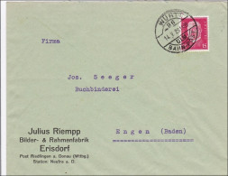 Bahnpost: Brief Aus Erisdorf/Riedlingen Mit Bahnpost Stempel 1929 - Storia Postale