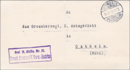 Grossherzoglicher Direktor Dermbach/Feldabahn 1918 Nach Ostheim/Rhön - Brieven En Documenten