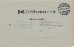 Postzustellurkunde Neustadt/Orla Nach Gera 1911 - Brieven En Documenten