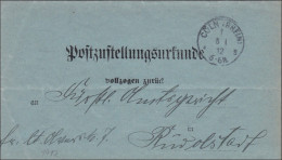 Postzustellurkunde Köln 1912 Nach Rudolstadt - Covers & Documents
