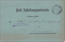 Postzustellurkunde Zeulenroda Nach Rudolstadt 1893 - Briefe U. Dokumente